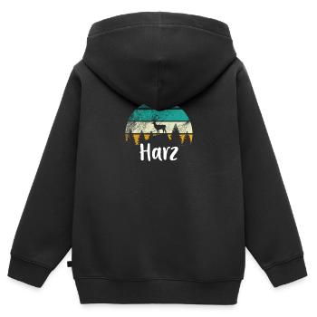 Harz - Kinder Premium Organic Zip Hoodie - Schwarz - Hinten - AI Model Kid Male (0cm)