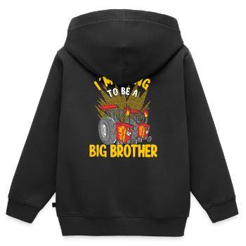 Big Brother Race Tractor Going To Be A Big Brother - Kids Premium Organic Zip-up Hoodie - black - Back - AI Model Kid Male (0cm)