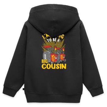 Going To Be A Big Cousin Racing tractor - Kinder Premium Organic Zip Hoodie - Schwarz - Hinten - AI Model Kid Male (0cm)