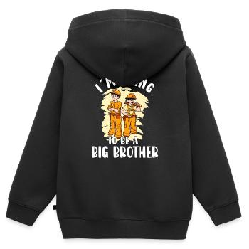 Promoted to Big Brother Construction worker - Kids Premium Organic Zip-up Hoodie - black - Back - AI Model Kid Male (0cm)