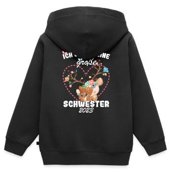 Ich Werde Eine Große Schwester 2023 - Kinder Premium Organic Zip Hoodie - Schwarz - Hinten - AI Model Kid Male (0cm)