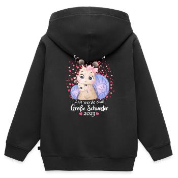 Ich Werde Eine Große Schwester 2023 - Kinder Premium Organic Zip Hoodie - Schwarz - Hinten - AI Model Kid Male (0cm)