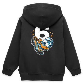 6. Geburtstagsshirt Fussball Jungen 6 Jahre Fußbal - Kinder Premium Organic Zip Hoodie - Schwarz - Hinten - AI Model Kid Male (0cm)