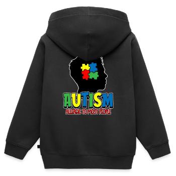 Autismus Autist - Kinder Premium Organic Zip Hoodie - Schwarz - Hinten - AI Model Kid Male (0cm)