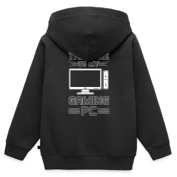 PC de jeu - Sweat Premium à capuche zippé enfant bio - noir - Dos - AI Model Kid Male (0cm)