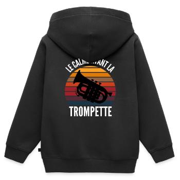 le calme avant la trompette - Sweat Premium à capuche zippé enfant bio - noir - Dos - AI Model Kid Male (0cm)