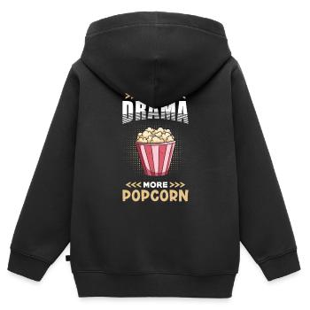 Popcorn Moins Drame plus Popcorn - Sweat Premium à capuche zippé enfant bio - noir - Dos - AI Model Kid Male (0cm)