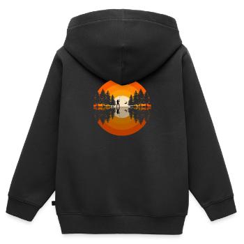 Pêcheur Pêcheur Pêcheurs Pêche - Sweat Premium à capuche zippé enfant bio - noir - Dos - AI Model Kid Male (0cm)