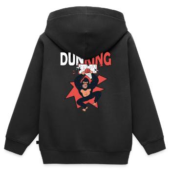 Basketball Dunking Gorilla Affe Korbleger - Kinder Premium Organic Zip Hoodie - Schwarz - Hinten - AI Model Kid Male (0cm)