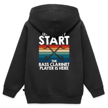 Clarinette basse Clarinette basse - Sweat Premium à capuche zippé enfant bio - noir - Dos - AI Model Kid Male (0cm)