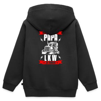 Geboren um mit Papa LKW zu Fahren Spruch Geschenk - Kinder Premium Organic Zip Hoodie - Schwarz - Hinten - AI Model Kid Male (0cm)