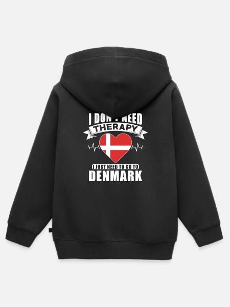 Denmark I do not need Therapy - Premium børne zip-hættetrøje økologisk - sort