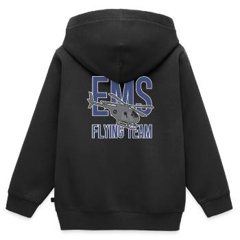 hélicoptère Pilote d’hélicoptère - Sweat Premium à capuche zippé enfant bio - noir - Dos - AI Model Kid Male (0cm)