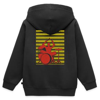 Schlagzeuger Schlagzeug - Kinder Premium Organic Zip Hoodie - Schwarz - Hinten - AI Model Kid Male (0cm)