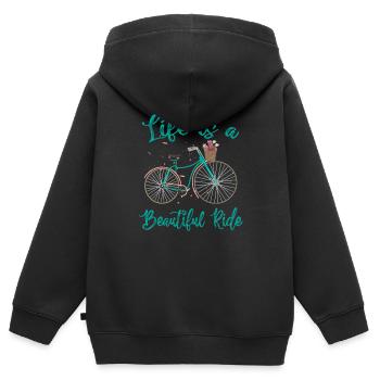 Life Is A Beautiful Ride Cycling Cyclist - Kinder Premium Organic Zip Hoodie - Schwarz - Hinten - AI Model Kid Male (0cm)