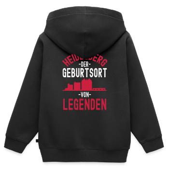 Heidelberg - Kinder Premium Organic Zip Hoodie - Schwarz - Hinten - AI Model Kid Male (0cm)