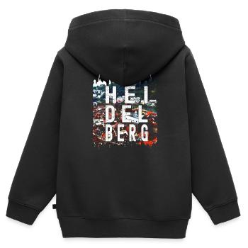 Heidelberg - Kinder Premium Organic Zip Hoodie - Schwarz - Hinten - AI Model Kid Male (0cm)