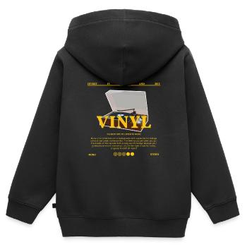 Vinyl Streetwear Fashion Music Record Lable - Kinder Premium Organic Zip Hoodie - Schwarz - Hinten - AI Model Kid Male (0cm)