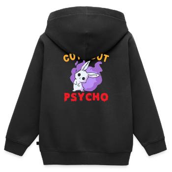 Mignon mais Psycho Hase Goth - Sweat Premium à capuche zippé enfant bio - noir - Dos - AI Model Kid Male (0cm)
