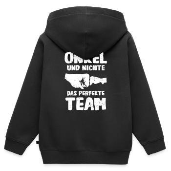 Onkel & Nichte das perfekte Team - Kinder Premium Organic Zip Hoodie - Schwarz - Hinten - AI Model Kid Male (0cm)