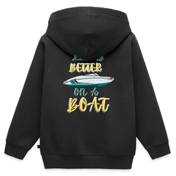 Boot Regatta . Motorboot Motoryacht . Yacht Segeln - Kinder Premium Organic Zip Hoodie - Schwarz - Hinten - AI Model Kid Male (0cm)