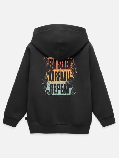 Korfbal Eat Sleep Repeat - Kinder Premium zip hoodie biologisch - zwart