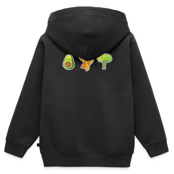 Alimentation saine au brocoli à l’avocat végétalien - Sweat Premium à capuche zippé enfant bio - noir - Dos - AI Model Kid Male (0cm)