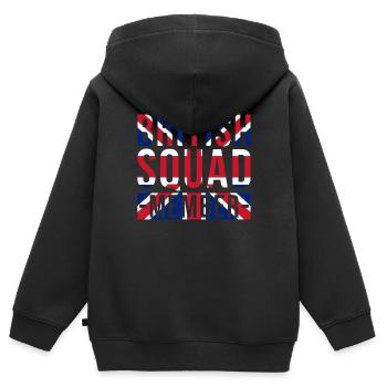 Membres de l’escouade britannique - Sweat Premium à capuche zippé enfant bio - noir - Dos - AI Model Kid Male (0cm)