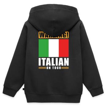 Warning Italian on Tour - Kinder Premium Organic Zip Hoodie - Schwarz - Hinten - AI Model Kid Male (0cm)