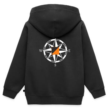 Orientierungslauf Kompass Geschenk - Kinder Premium Organic Zip Hoodie - Schwarz - Hinten - AI Model Kid Male (0cm)
