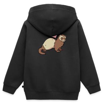Furet - Sweat Premium à capuche zippé enfant bio - noir - Dos - AI Model Kid Male (0cm)