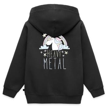 Licorne Heavy Metal - Sweat Premium à capuche zippé enfant bio - noir - Dos - AI Model Kid Male (0cm)