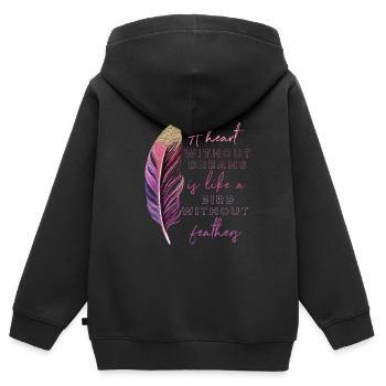 Inspiration Saying Feather - Kids Premium Organic Zip-up Hoodie - black - Back - AI Model Kid Male (0cm)