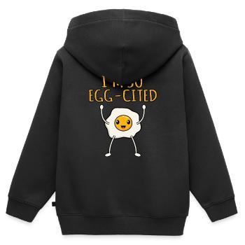 Cadeau d’œufs cités à l’œuf - Sweat Premium à capuche zippé enfant bio - noir - Dos - AI Model Kid Male (0cm)