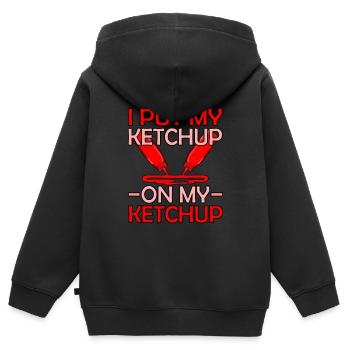 Ketchup Tomatensauce Geschenkidee - Kinder Premium Organic Zip Hoodie - Schwarz - Hinten - AI Model Kid Male (0cm)
