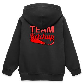 Team ketchup geschenk - Kinder Premium Organic Zip Hoodie - Schwarz - Hinten - AI Model Kid Male (0cm)