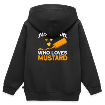 Mädchen Liebt Senf geschenk - Kinder Premium Organic Zip Hoodie - Schwarz - Hinten - AI Model Kid Male (0cm)