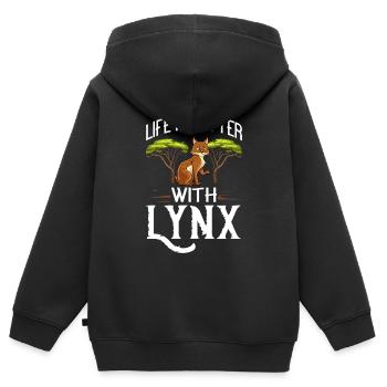 Luchse Tier Rotluchs Kanada Lynx Eurasischer Luchs - Kinder Premium Organic Zip Hoodie - Schwarz - Hinten - AI Model Kid Male (0cm)