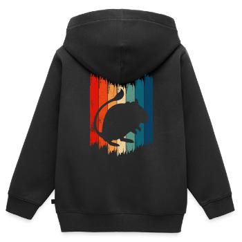 Gerbilles Vintage Gerbille Rétro - Sweat Premium à capuche zippé enfant bio - noir - Dos - AI Model Kid Male (0cm)