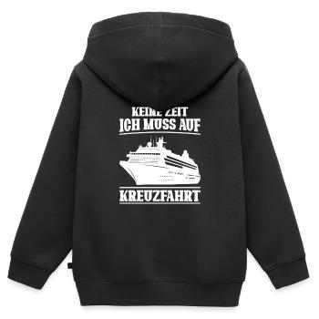 keine zeit ich muss auf kreuzfahrt - Kinder Premium Organic Zip Hoodie - Schwarz - Hinten - AI Model Kid Male (0cm)
