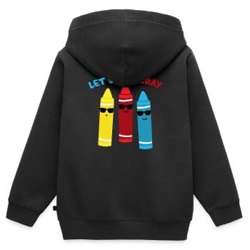 Wax crayons chalk pencil painting - Kids Premium Organic Zip-up Hoodie - black - Back - AI Model Kid Male (0cm)