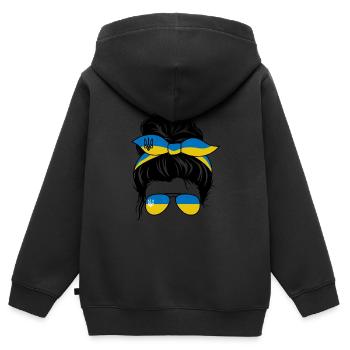 Ukraine Girl Stirnband Starke Frau Dutt Ukraine - Kinder Premium Organic Zip Hoodie - Schwarz - Hinten - AI Model Kid Male (0cm)