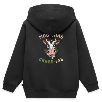 MOO-CHAS GRASS-IAS Fille de ferme - Sweat Premium à capuche zippé enfant bio - noir - Dos - AI Model Kid Male (0cm)