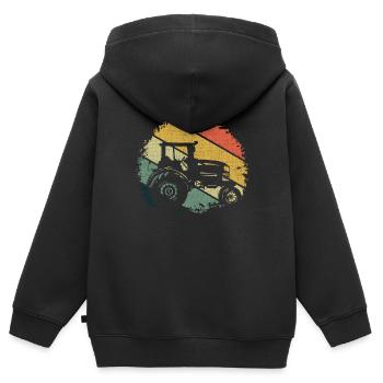 Retro Vintage Farm Farmer Rancher Tractor - Kids Premium Organic Zip-up Hoodie - black - Back - AI Model Kid Male (0cm)