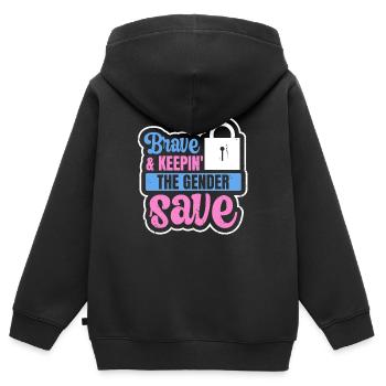 Gender Reveal Design für eine Gender-Hüterin - Kinder Premium Organic Zip Hoodie - Schwarz - Hinten - AI Model Kid Male (0cm)