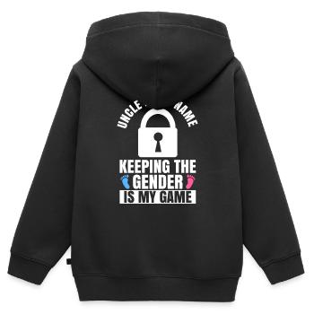 Gender Reveal Design für einen Gender Onkel, der - Kinder Premium Organic Zip Hoodie - Schwarz - Hinten - AI Model Kid Male (0cm)