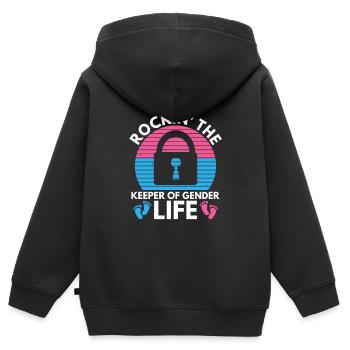 Gender Reveal Design für eine Gender-Hüterin - Kinder Premium Organic Zip Hoodie - Schwarz - Hinten - AI Model Kid Male (0cm)