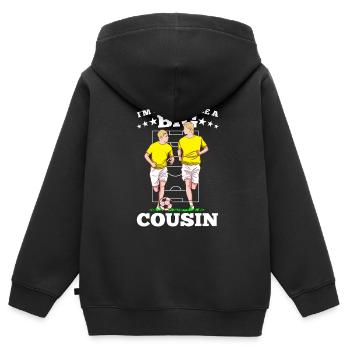 Promoted to Big Cousin Soccer Cousins Gift - Kids Premium Organic Zip-up Hoodie - black - Back - AI Model Kid Male (0cm)
