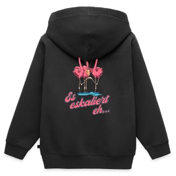 Es eskaliert eh… - Kinder Premium Organic Zip Hoodie - Schwarz - Hinten - AI Model Kid Male (0cm)