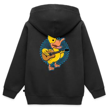 Duck Playing Guitar - Kids Premium Organic Zip-up Hoodie - black - Back - AI Model Kid Male (0cm)